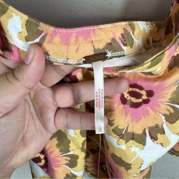 NWT Free People LARGE Give Me More Top in Ivory Combo Puff Sleeve Boho Crop Top - Picture 8 of 12